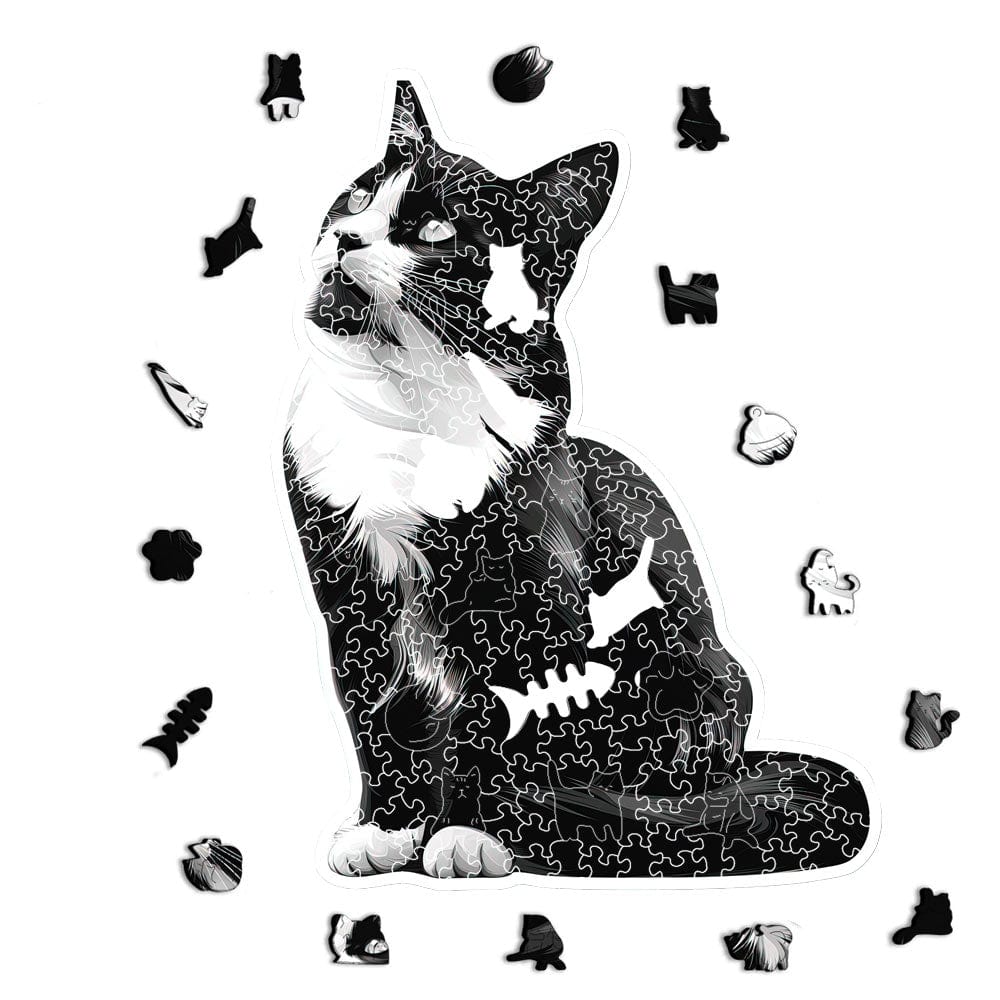 Animal Jigsaw Puzzle > Wooden Jigsaw Puzzle > Jigsaw Puzzle Tuxedo Cat - Jigsaw Puzzle