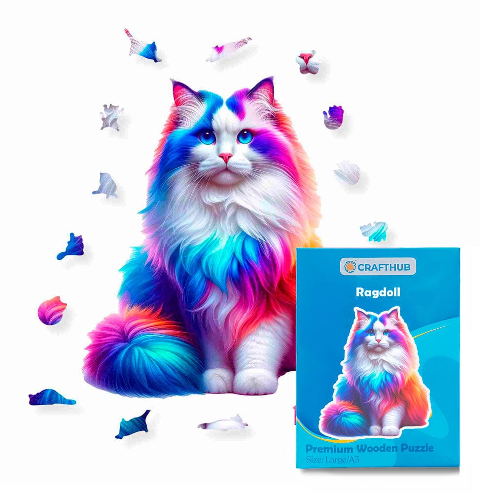 Animal Jigsaw Puzzle > Wooden Jigsaw Puzzle > Jigsaw Puzzle A4 + Paper Box Ragdoll Cat - Jigsaw Puzzle