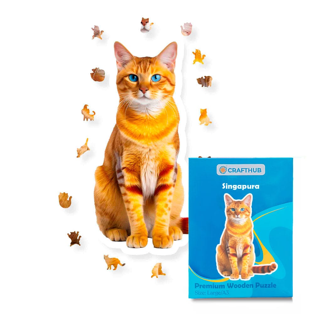Animal Jigsaw Puzzle > Wooden Jigsaw Puzzle > Jigsaw Puzzle A4 + Paper Box Singapura Cat - Jigsaw Puzzle