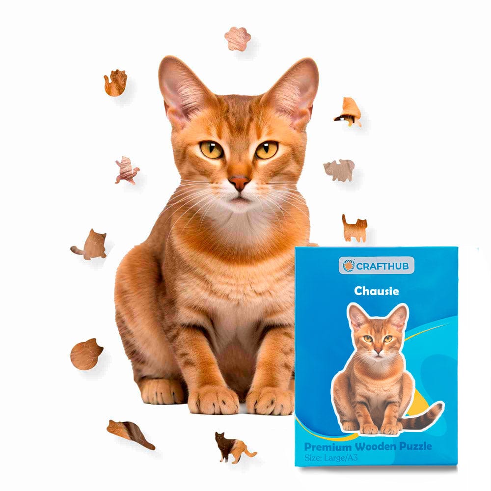 Animal Jigsaw Puzzle > Wooden Jigsaw Puzzle > Jigsaw Puzzle A4 + Paper Box Chausie Cat - Jigsaw Puzzle