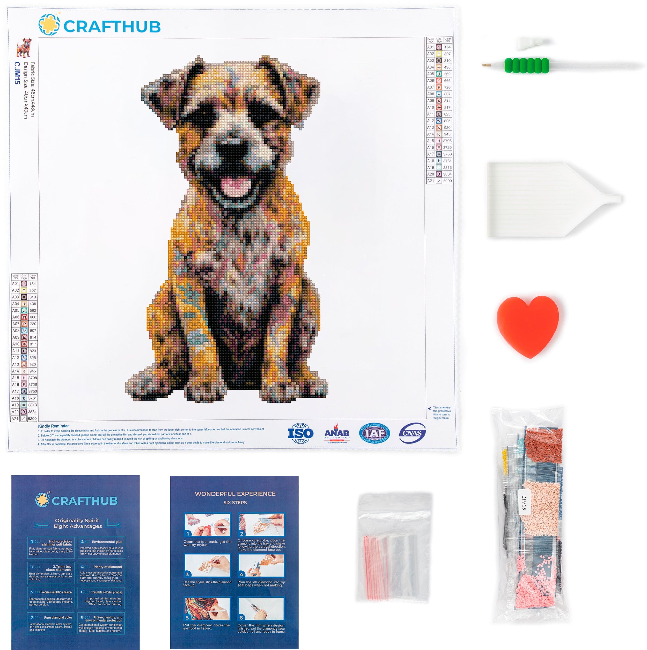 15.7"x15.7" / 40cm x 40cm Border Terrier Dog - Diamond Painting Kit