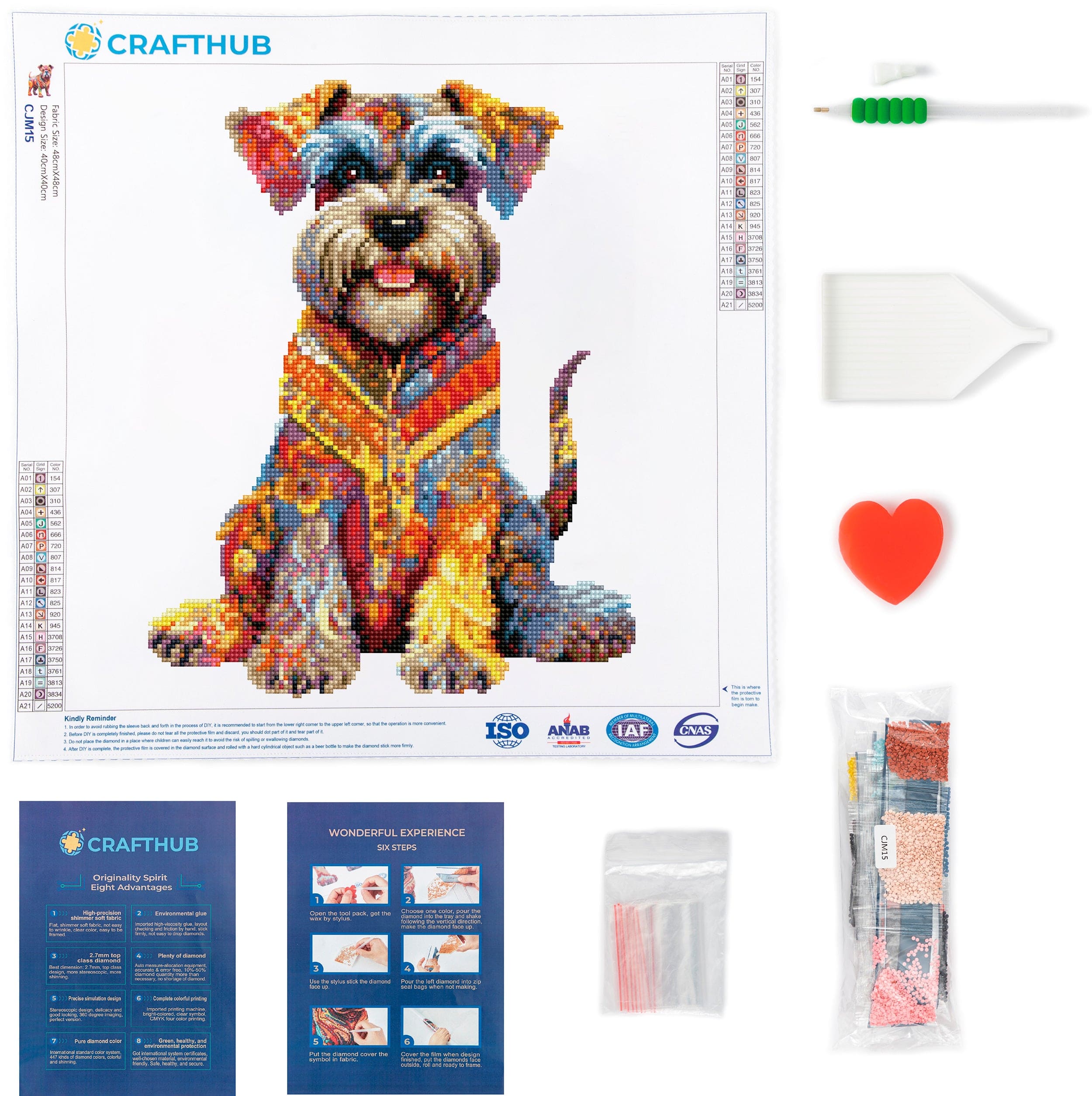 15.7"x15.7" / 40cm x 40cm Schnauzer Dog - Diamond Painting Kit