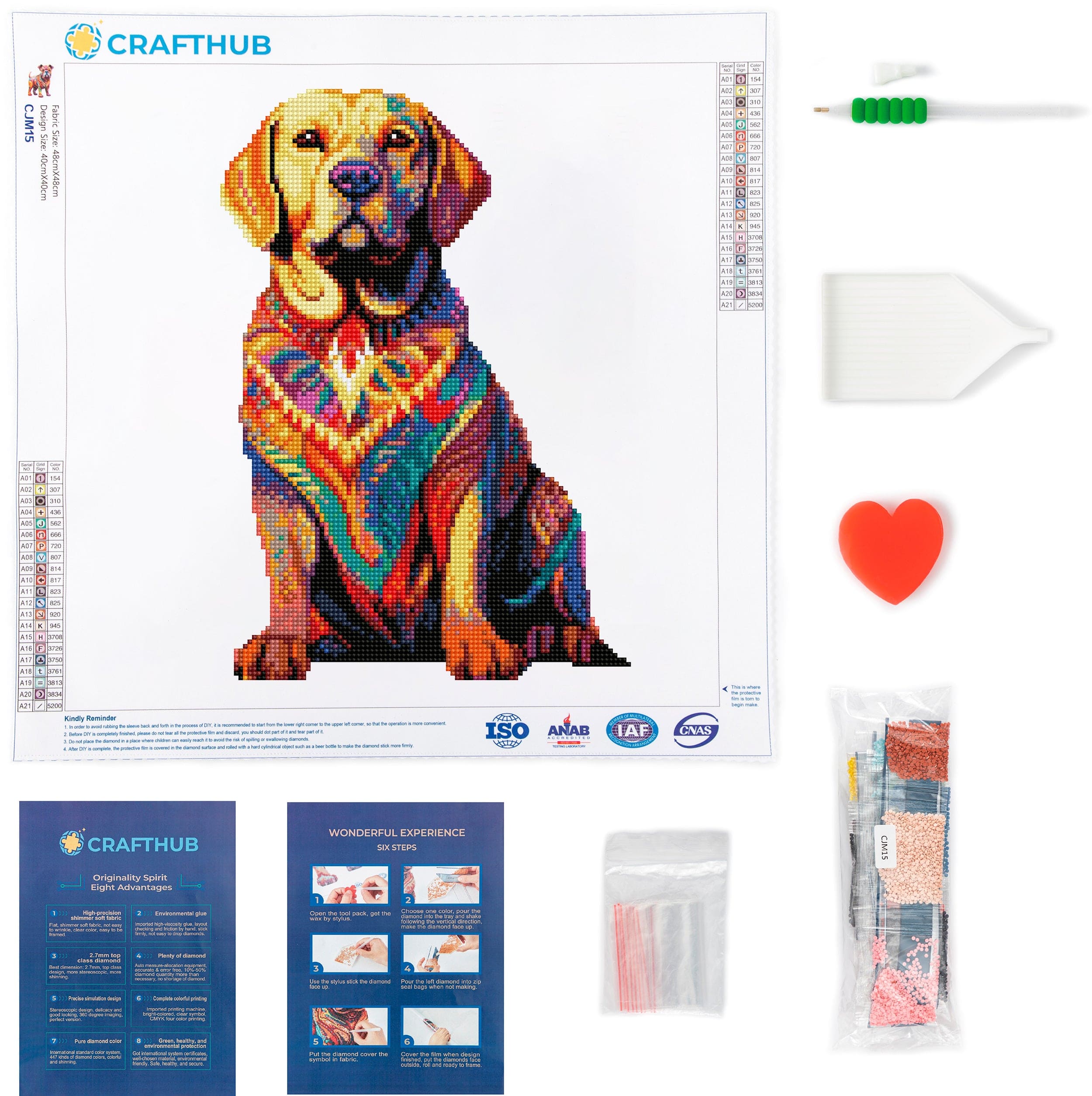 15.7"x15.7" / 40cm x 40cm Labrador Dog - Diamond Painting Kit