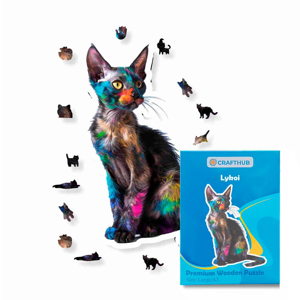 Animal Jigsaw Puzzle > Wooden Jigsaw Puzzle > Jigsaw Puzzle A4 + Paper Box Lykoi Cat - Jigsaw Puzzle