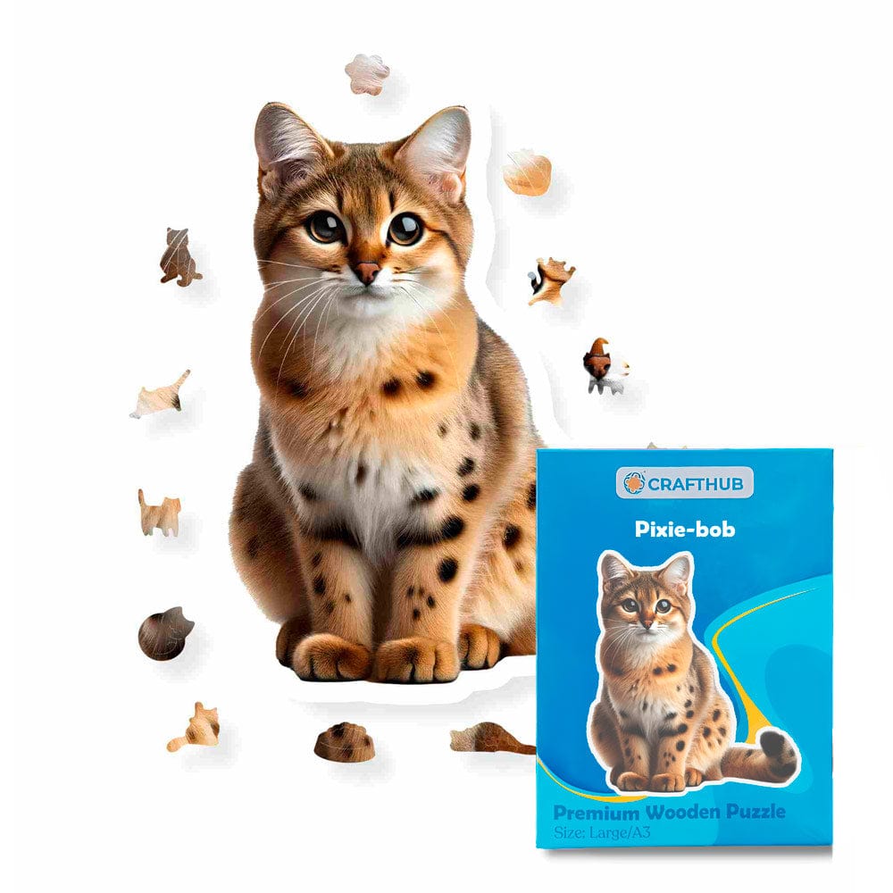 Animal Jigsaw Puzzle > Wooden Jigsaw Puzzle > Jigsaw Puzzle A4 + Paper Box Pixiebob Cat - Jigsaw Puzzle