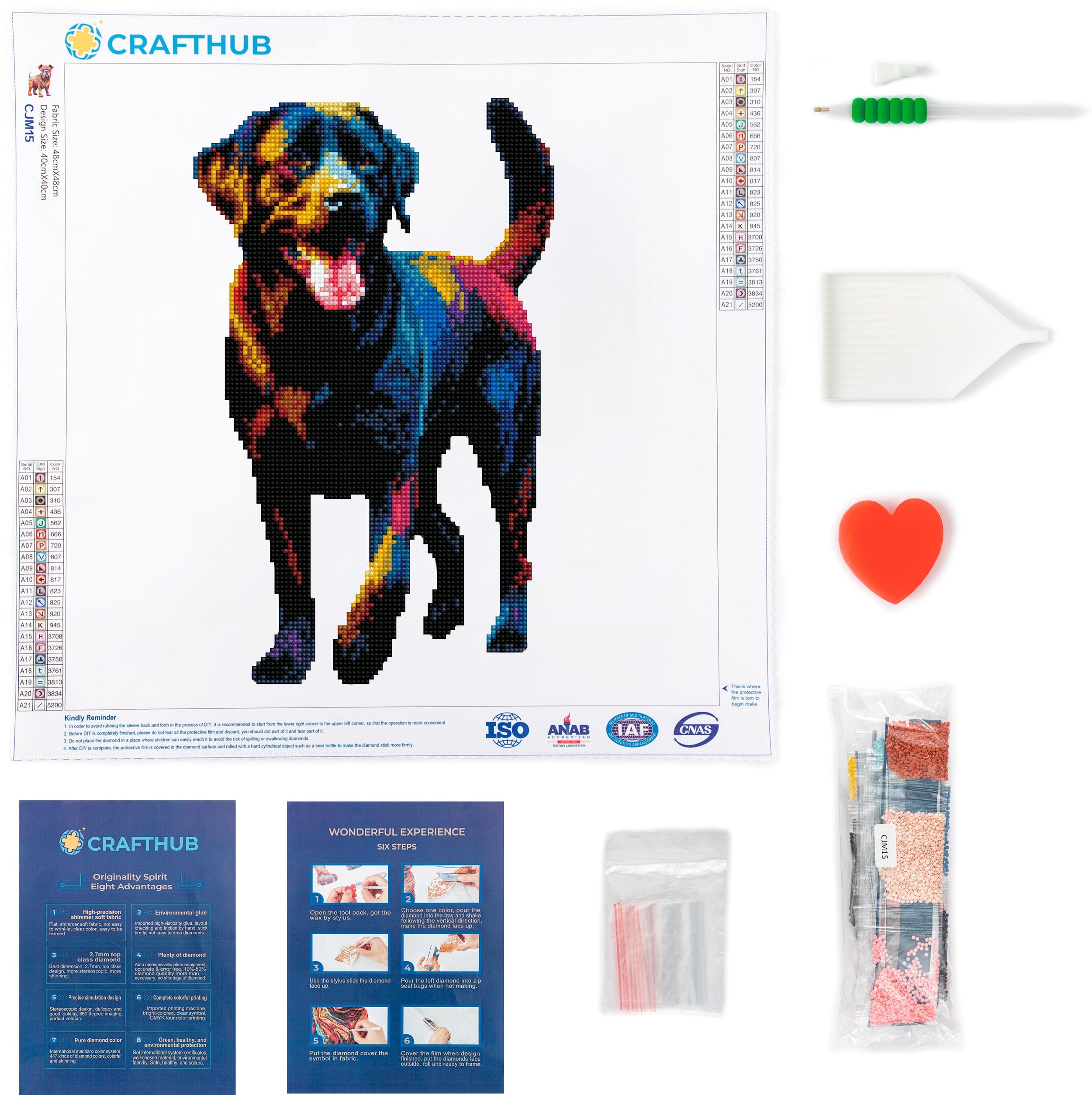 15.7"x15.7" / 40cm x 40cm Black Labrador Dog - Diamond Painting Kit