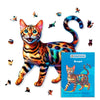 Animal Jigsaw Puzzle > Wooden Jigsaw Puzzle > Jigsaw Puzzle A4 + Paper Box Bengal Cat - Jigsaw Puzzle