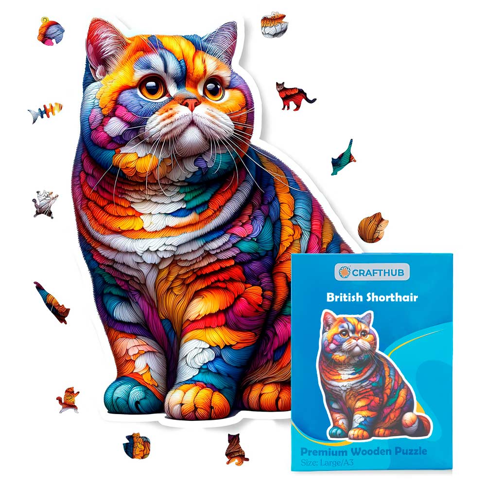 Animal Jigsaw Puzzle > Wooden Jigsaw Puzzle > Jigsaw Puzzle A4 + Paper Box British Shorthair Cat - Jigsaw Puzzle