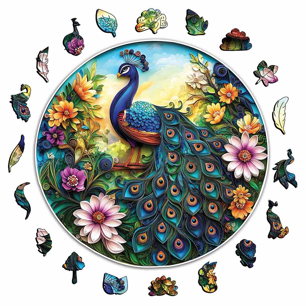 Animal Jigsaw Puzzle > Wooden Jigsaw Puzzle > Jigsaw Puzzle A5 Blossom Peacock - Jigsaw Puzzle