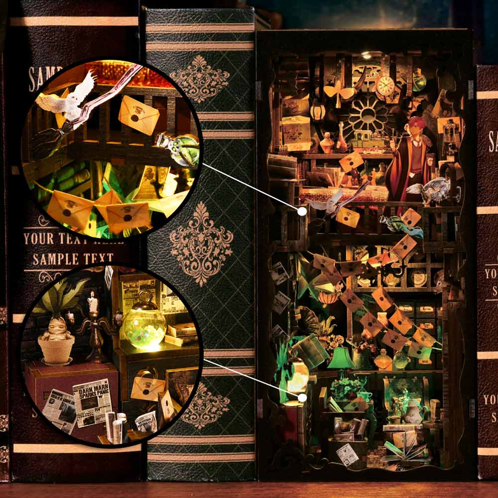 3D Wooden Puzzles 334 Pieces | 9.1"x7.1"x4.3" The House of Magic - DIY Book Nook Kit