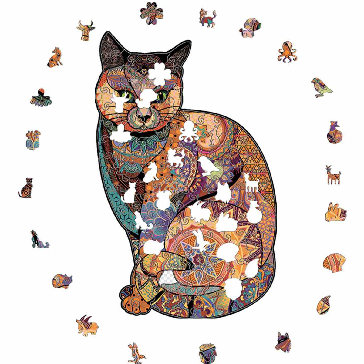Kat geïnspireerd door Klimt - Houten puzzel