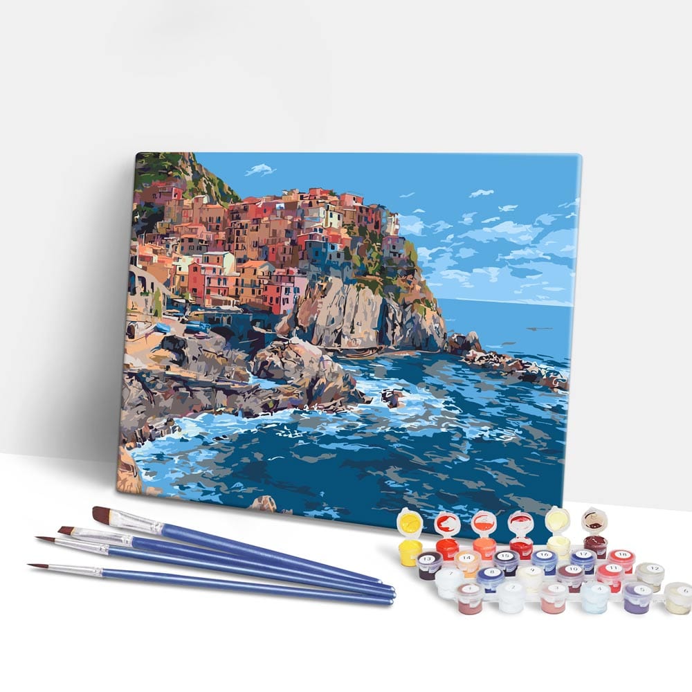 Painting By Numbers Kits 15.7" x 19.6" (40 x 50cm) Monterosso al Mare  - Paint By Numbers Kit