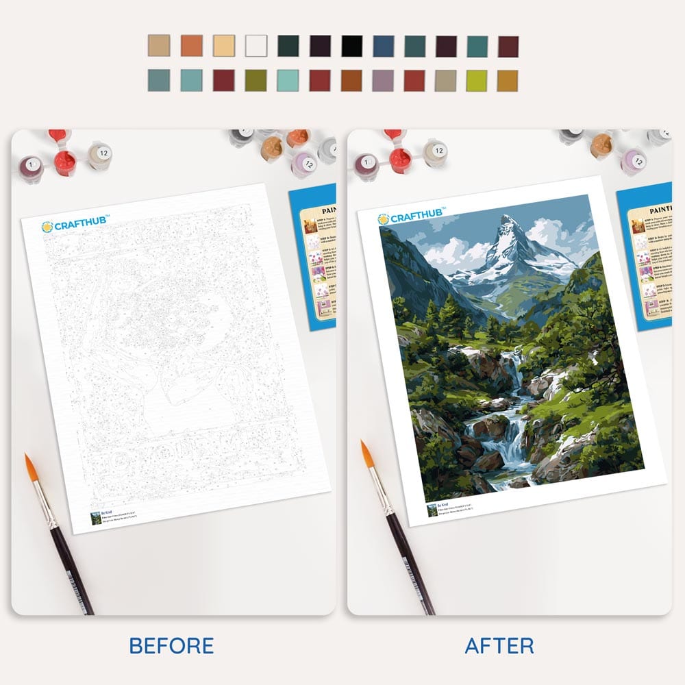 Painting By Numbers Kits 15.7" x 19.6" (40 x 50cm) Mountain Stream - Paint By Numbers Kit