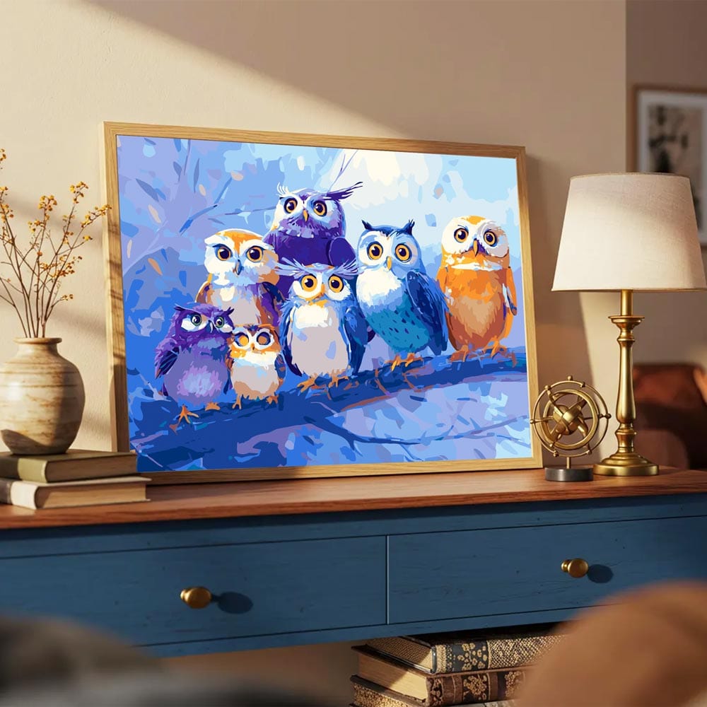 Painting By Numbers Kits 15.7" x 19.6" (40 x 50cm) Parliament of Owls - Paint By Numbers Kit