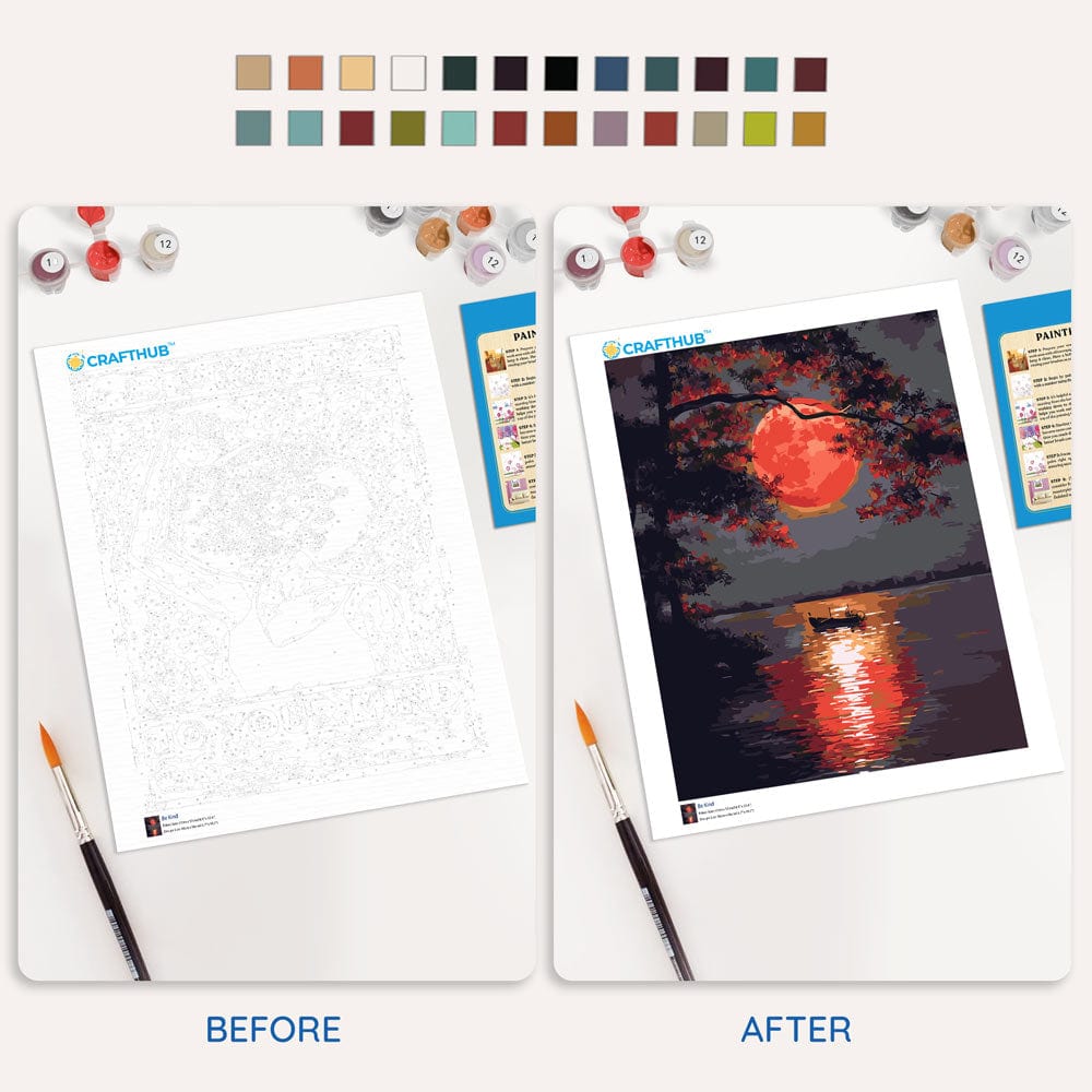 Painting By Numbers Kits 15.7" x 19.6" (40 x 50cm) Red Moon - Paint By Numbers Kit