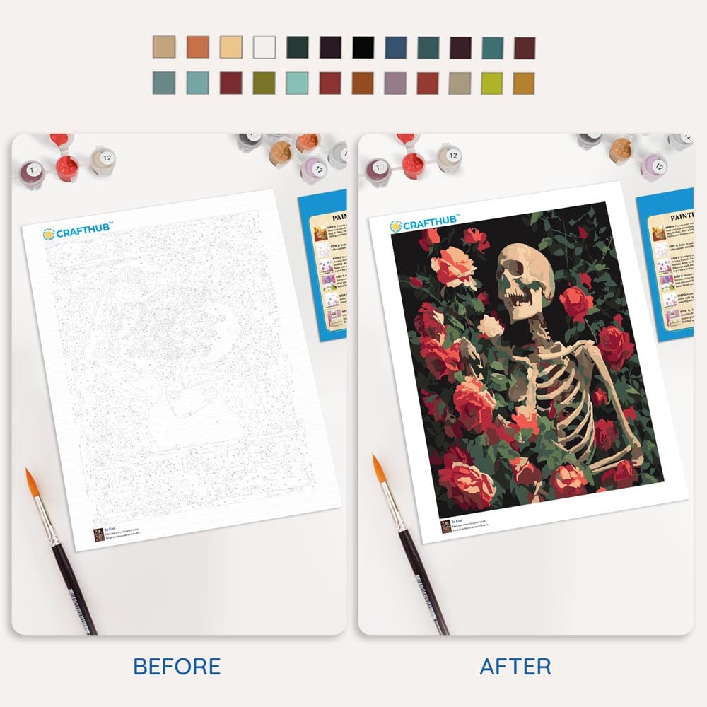 Painting By Numbers Kits 15.7" x 19.6" (40 x 50cm) Rose Skull - Paint By Numbers Kit