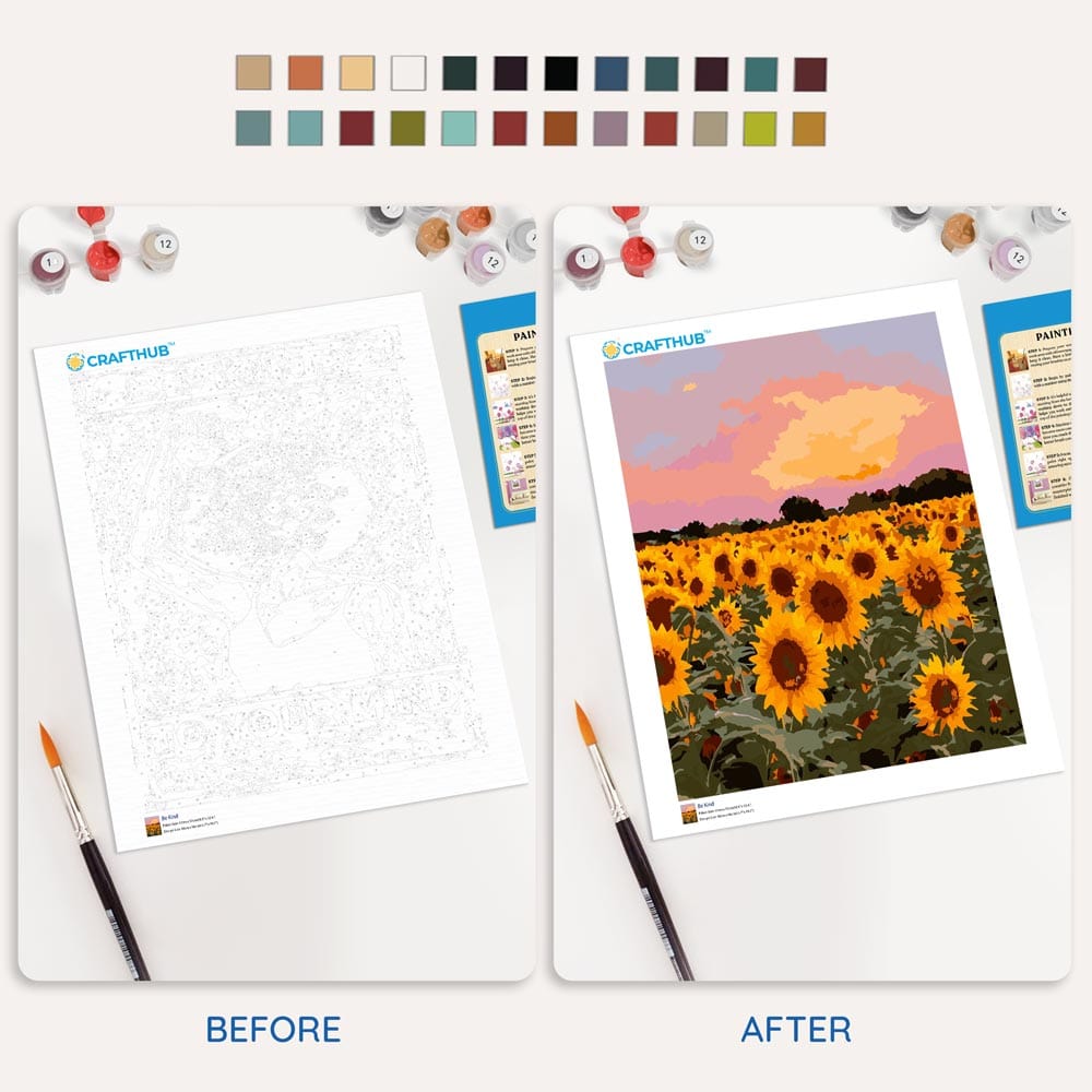 Painting By Numbers Kits 15.7" x 19.6" (40 x 50cm) Sunflower Field - Paint By Numbers Kit