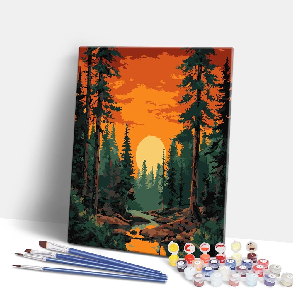 Painting By Numbers Kits 15.7" x 19.6" (40 x 50cm) Sunset in Valley - Paint By Numbers Kit