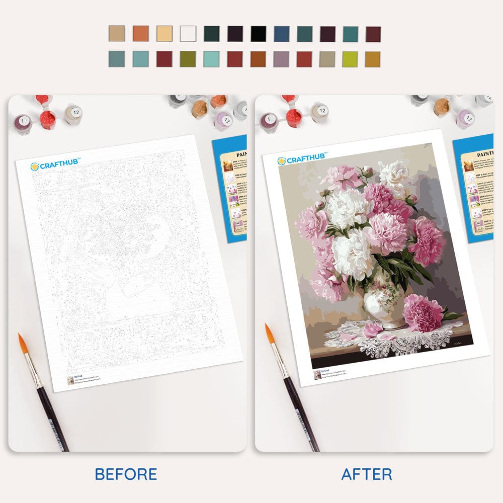 Painting By Numbers Kits 15.7" x 19.6" (40 x 50cm) Vase of Peonies - Paint By Numbers Kit