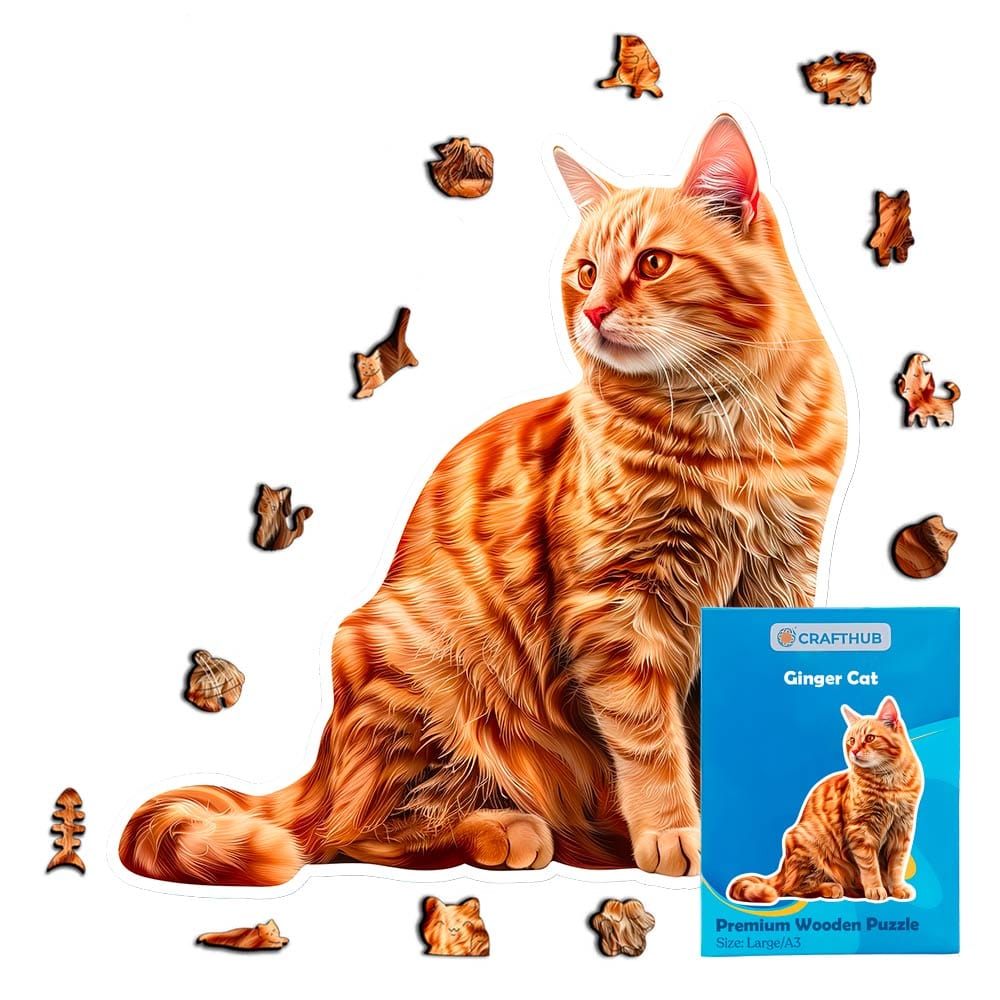 Animal Jigsaw Puzzle > Wooden Jigsaw Puzzle > Jigsaw Puzzle A4 + Paper Box Ginger Cat - Jigsaw Puzzle