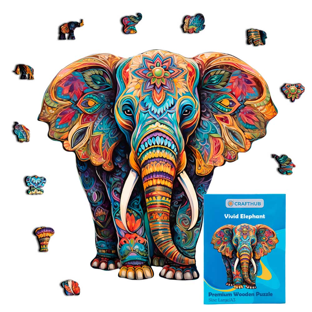 Animal Jigsaw Puzzle > Wooden Jigsaw Puzzle > Jigsaw Puzzle A3 Vivid Elephant - Jigsaw Puzzle