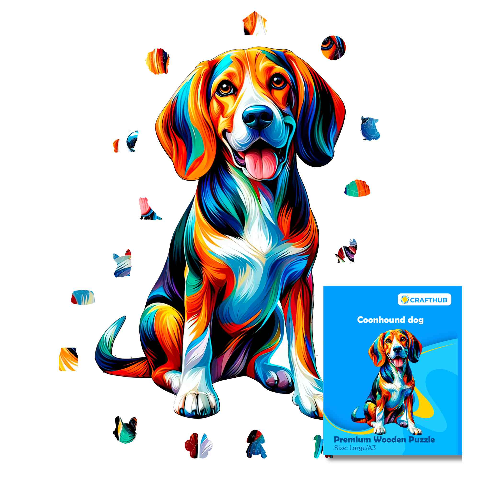 Animal Jigsaw Puzzle > Wooden Jigsaw Puzzle > Jigsaw Puzzle A4 Coonhound Dog - Jigsaw Puzzle