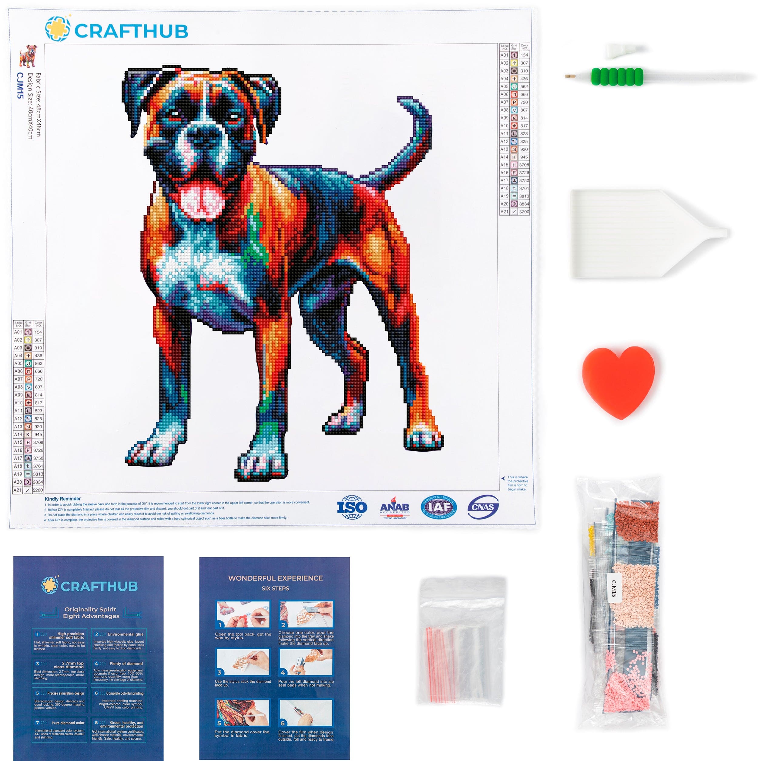 15.7"x15.7" / 40cm x 40cm Boxer Dog - Diamond Painting Kit