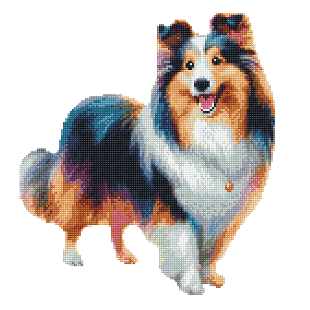 15.7"x15.7" / 40cm x 40cm Shetland Sheepdog / Sheltie Dog - Diamond Painting Kit