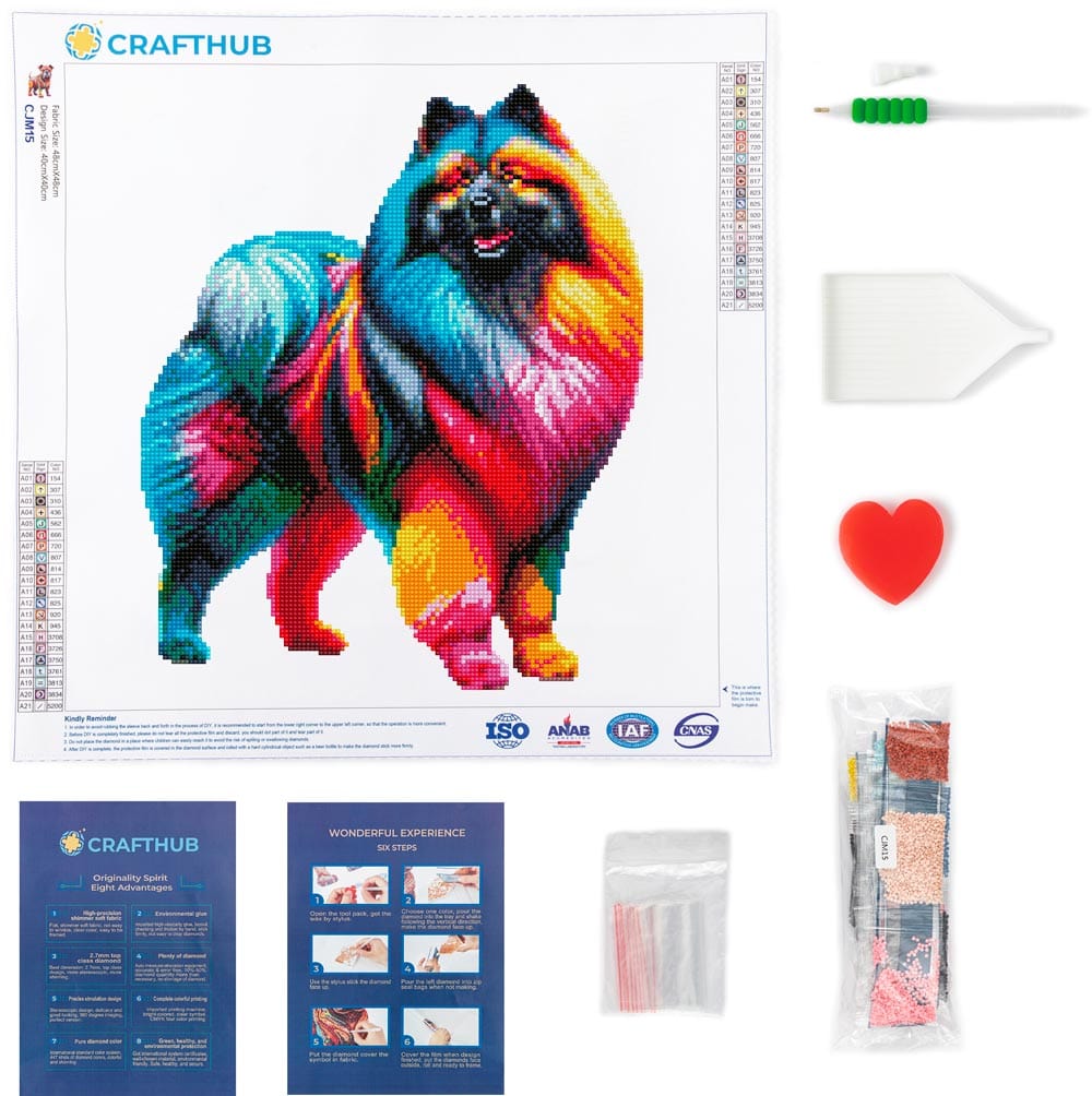 15.7"x15.7" / 40cm x 40cm Keeshond Dog - Diamond Painting Kit