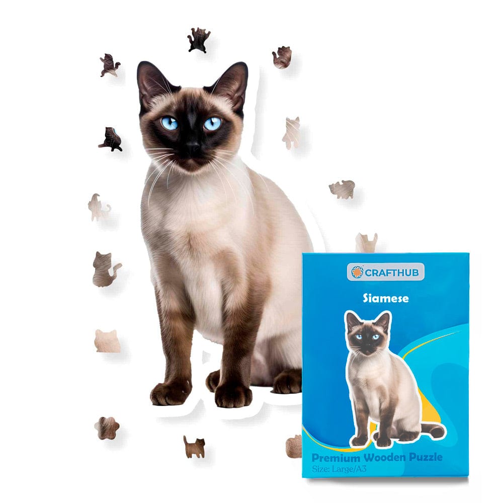 Animal Jigsaw Puzzle > Wooden Jigsaw Puzzle > Jigsaw Puzzle A4 + Paper Box Siamese Cat - Jigsaw Puzzle