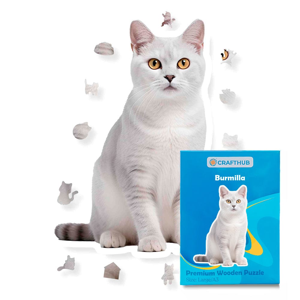 Animal Jigsaw Puzzle > Wooden Jigsaw Puzzle > Jigsaw Puzzle A4 + Paper Box Burmilla Cat - Jigsaw Puzzle