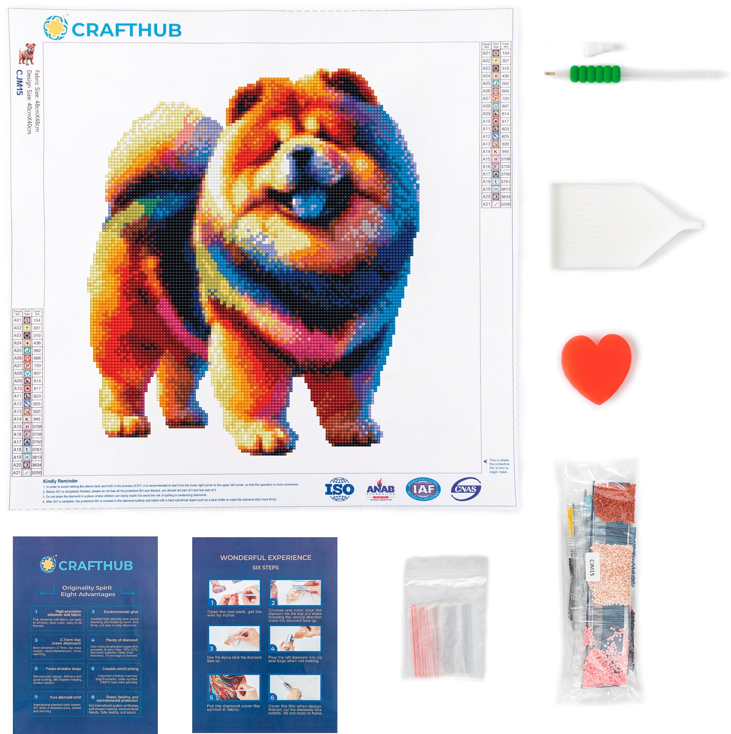 15.7"x15.7" / 40cm x 40cm Chow Chow Dog - Diamond Painting Kit