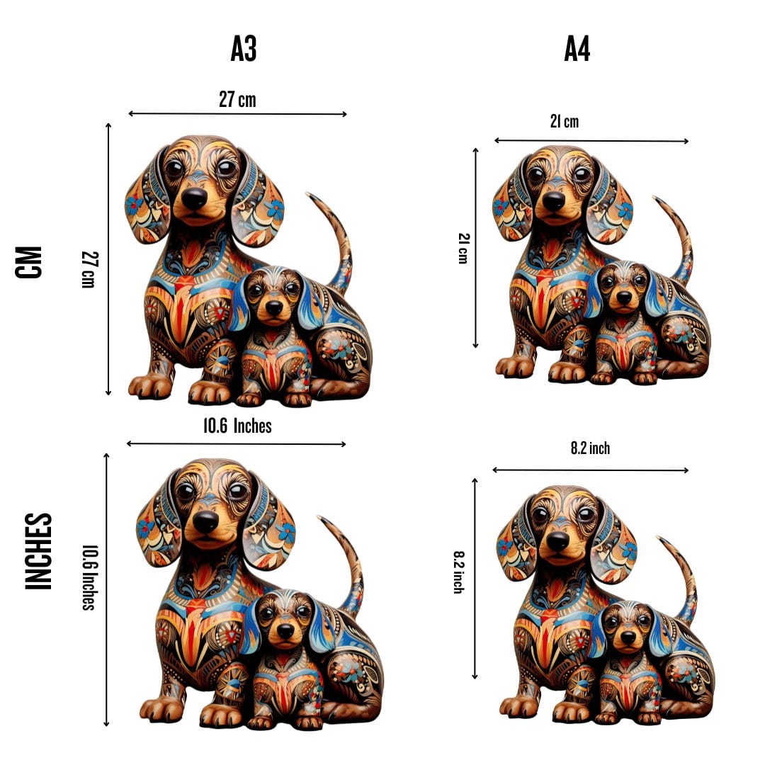Animal Jigsaw Puzzle > Wooden Jigsaw Puzzle > Jigsaw Puzzle Dachshund Dog Family - Jigsaw Puzzle