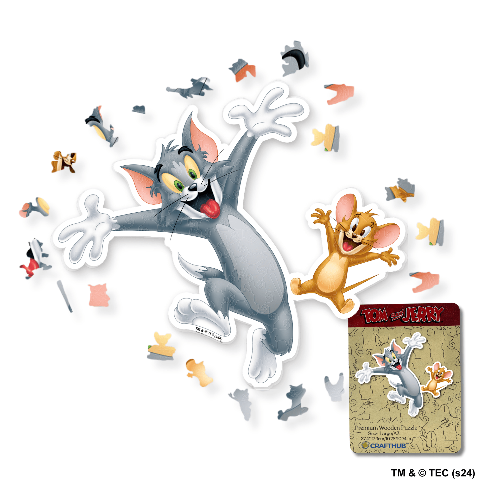 Animal Jigsaw Puzzle > Wooden Jigsaw Puzzle > Jigsaw Puzzle A3 Cheerful Tom & Jerry Wooden Jigsaw Puzzle