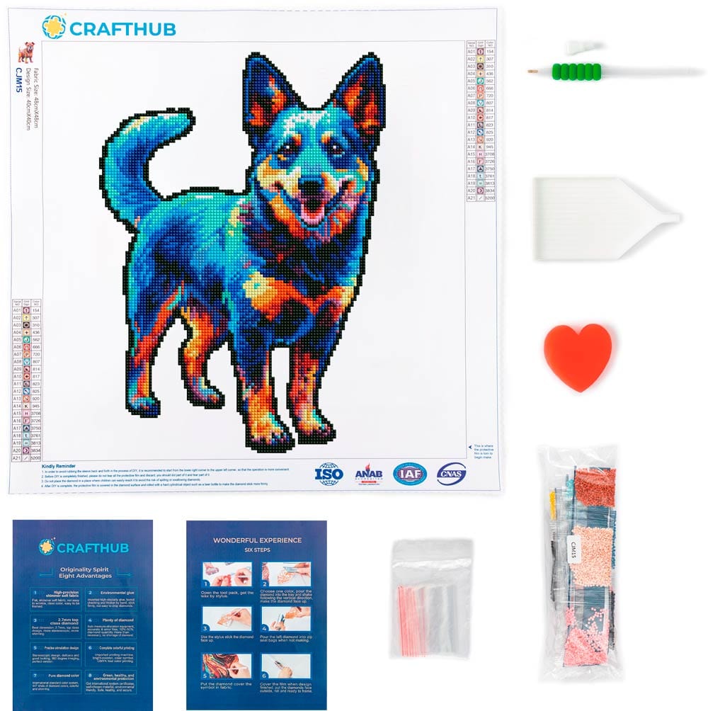 15.7"x15.7" / 40cm x 40cm Blue Heeler Dog - Diamond Painting Kit