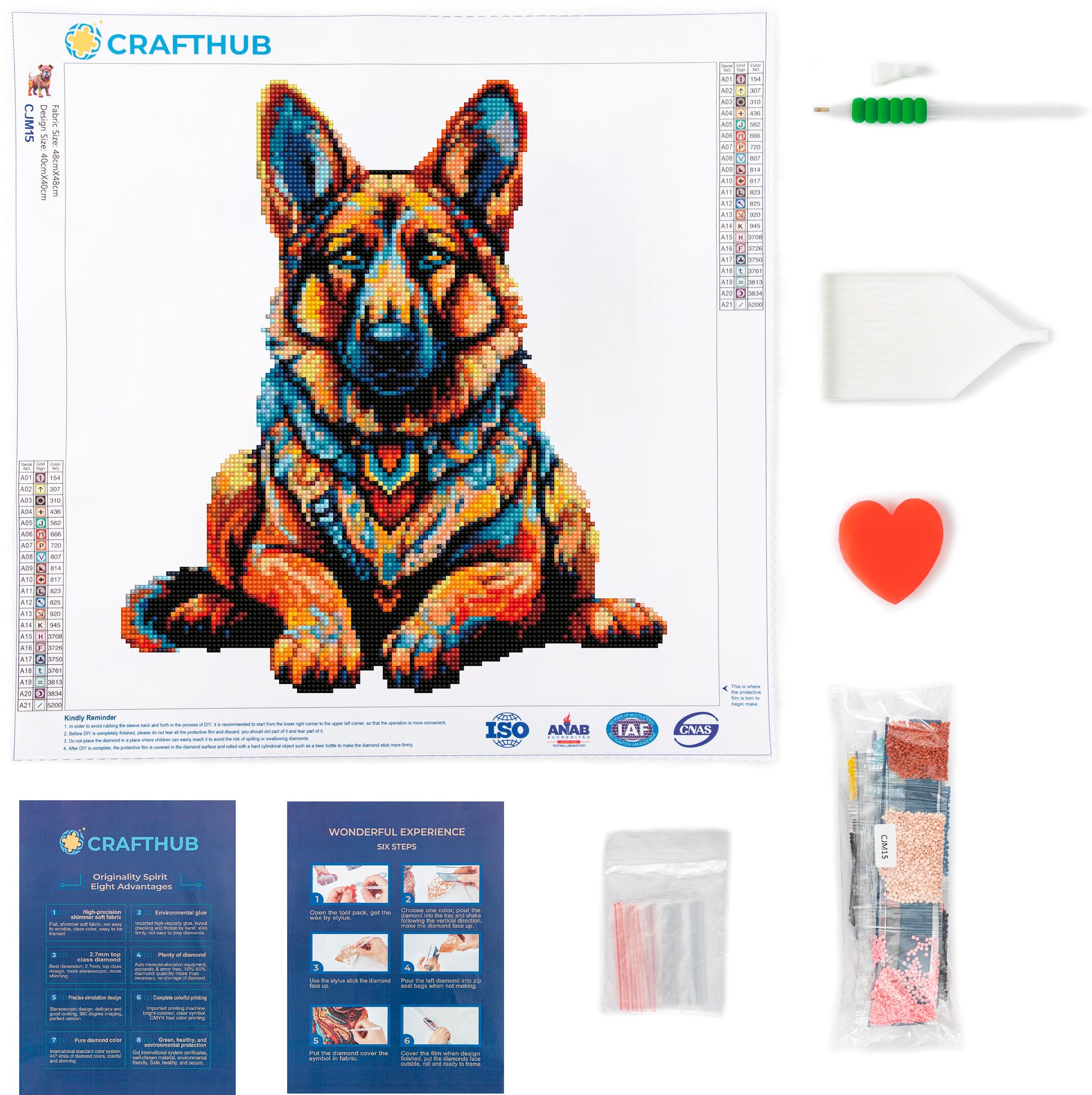 15.7"x15.7" / 40cm x 40cm German Shepherd Dog - Diamond Painting Kit