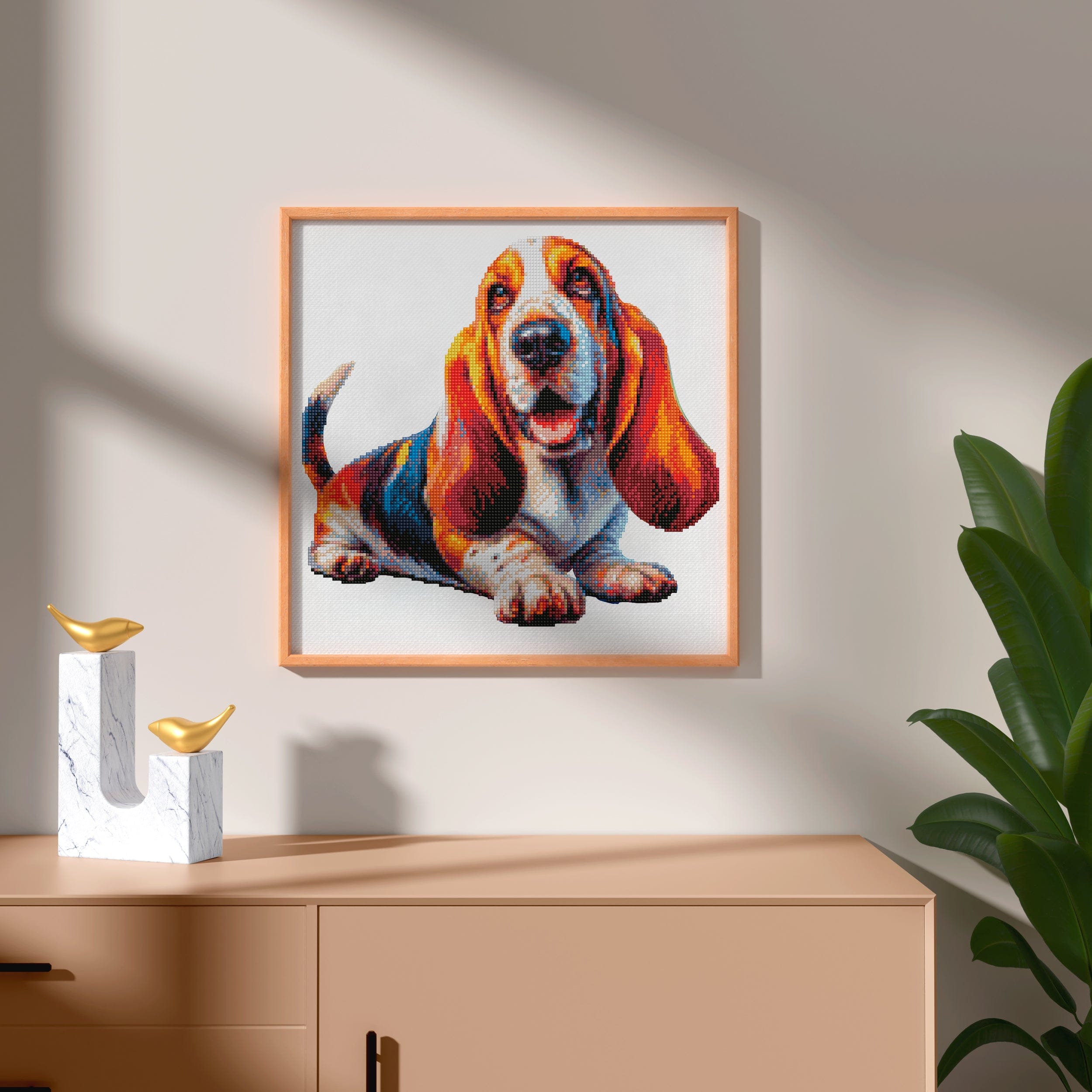 15.7"x15.7" / 40cm x 40cm Basset Hound Dog - Diamond Painting Kit