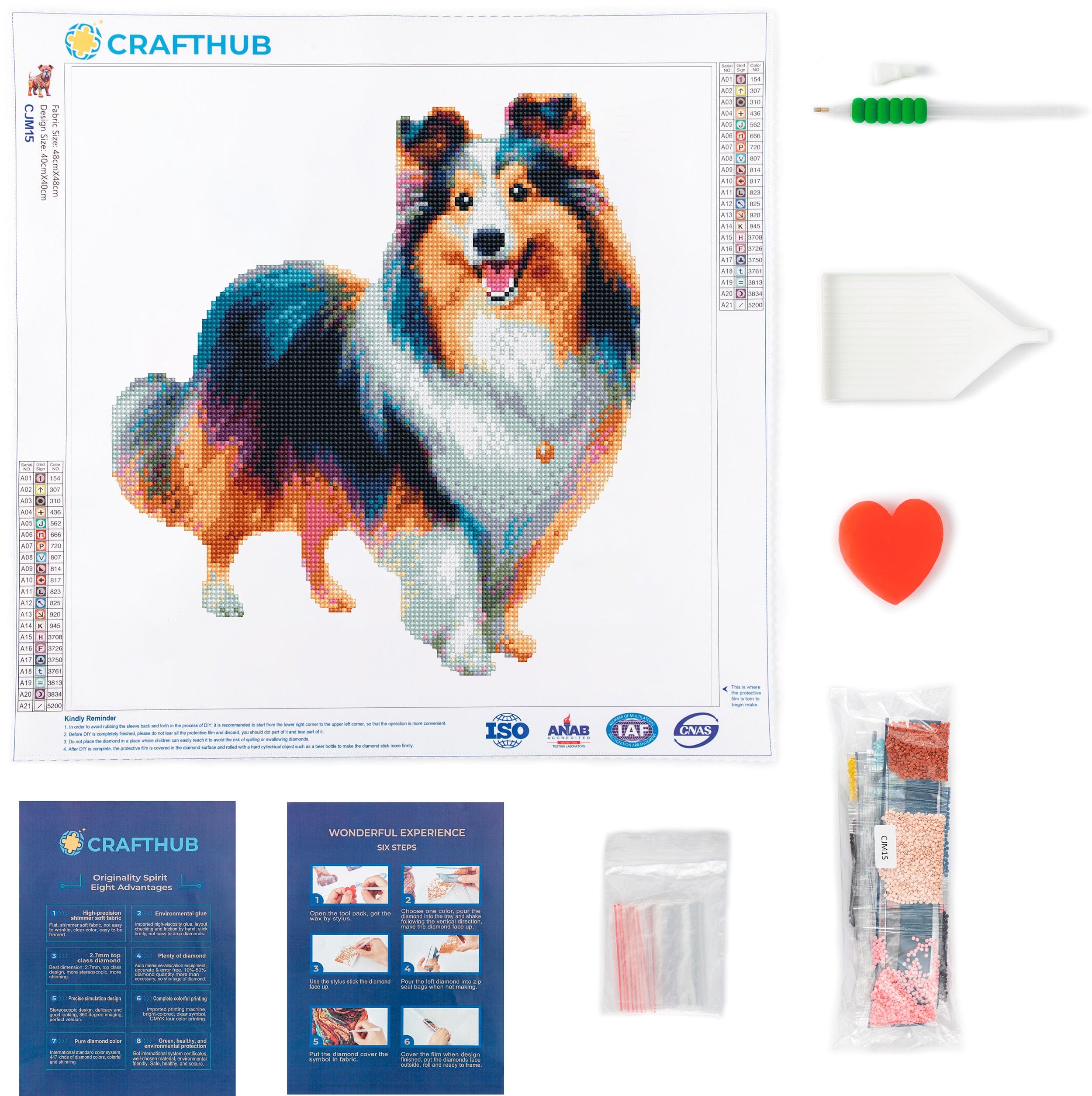 15.7"x15.7" / 40cm x 40cm Shetland Sheepdog / Sheltie Dog - Diamond Painting Kit