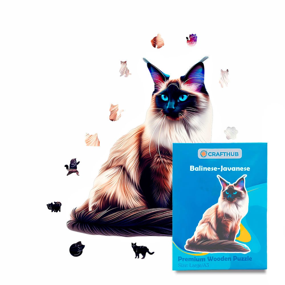 Animal Jigsaw Puzzle > Wooden Jigsaw Puzzle > Jigsaw Puzzle A4 + Paper Box Balinese Javanese Cat - Jigsaw Puzzle