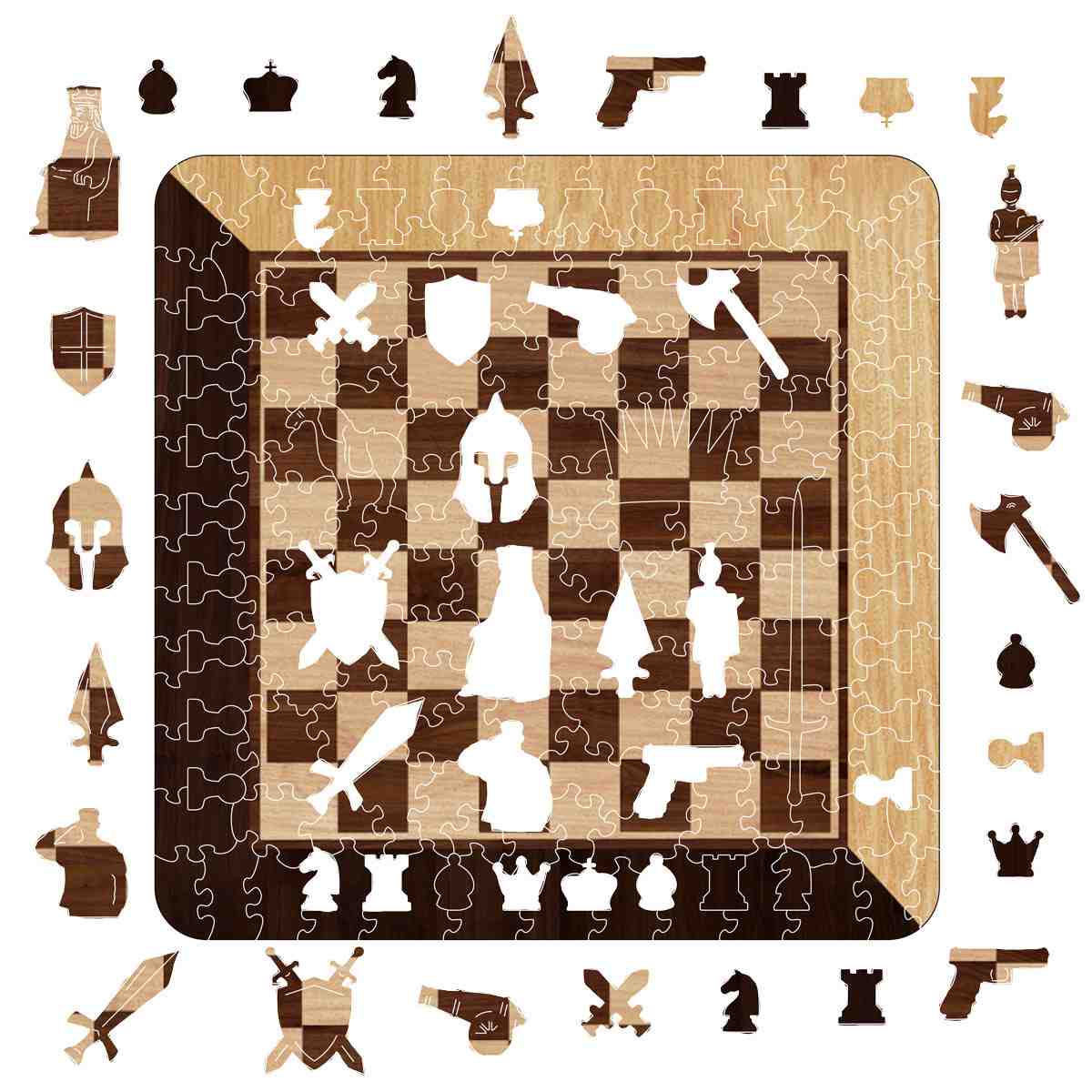 Animal Jigsaw Puzzle > Wooden Jigsaw Puzzle > Jigsaw Puzzle A3 (27.9x27.9 CM / 10.9x10.9") Chess - Wooden Jigsaw Puzzle