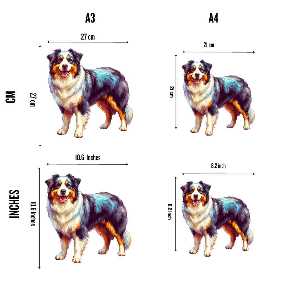 Animal Jigsaw Puzzle > Wooden Jigsaw Puzzle > Jigsaw Puzzle Australian Shepherd Dog - Jigsaw Puzzle