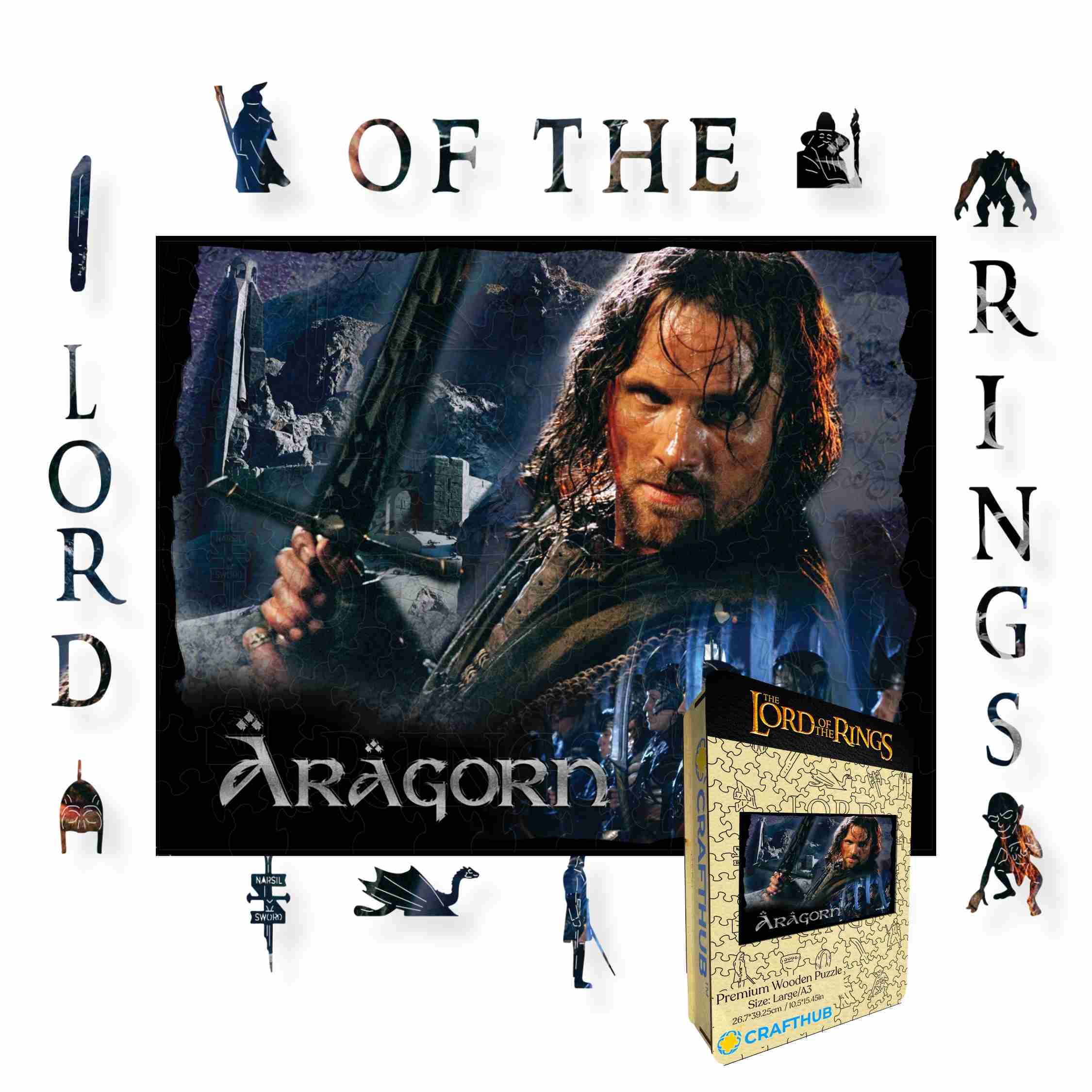 Animal Jigsaw Puzzle > Wooden Jigsaw Puzzle > Jigsaw Puzzle Aragorn The Defender of Middle Earth - Wooden Jigsaw Puzzle