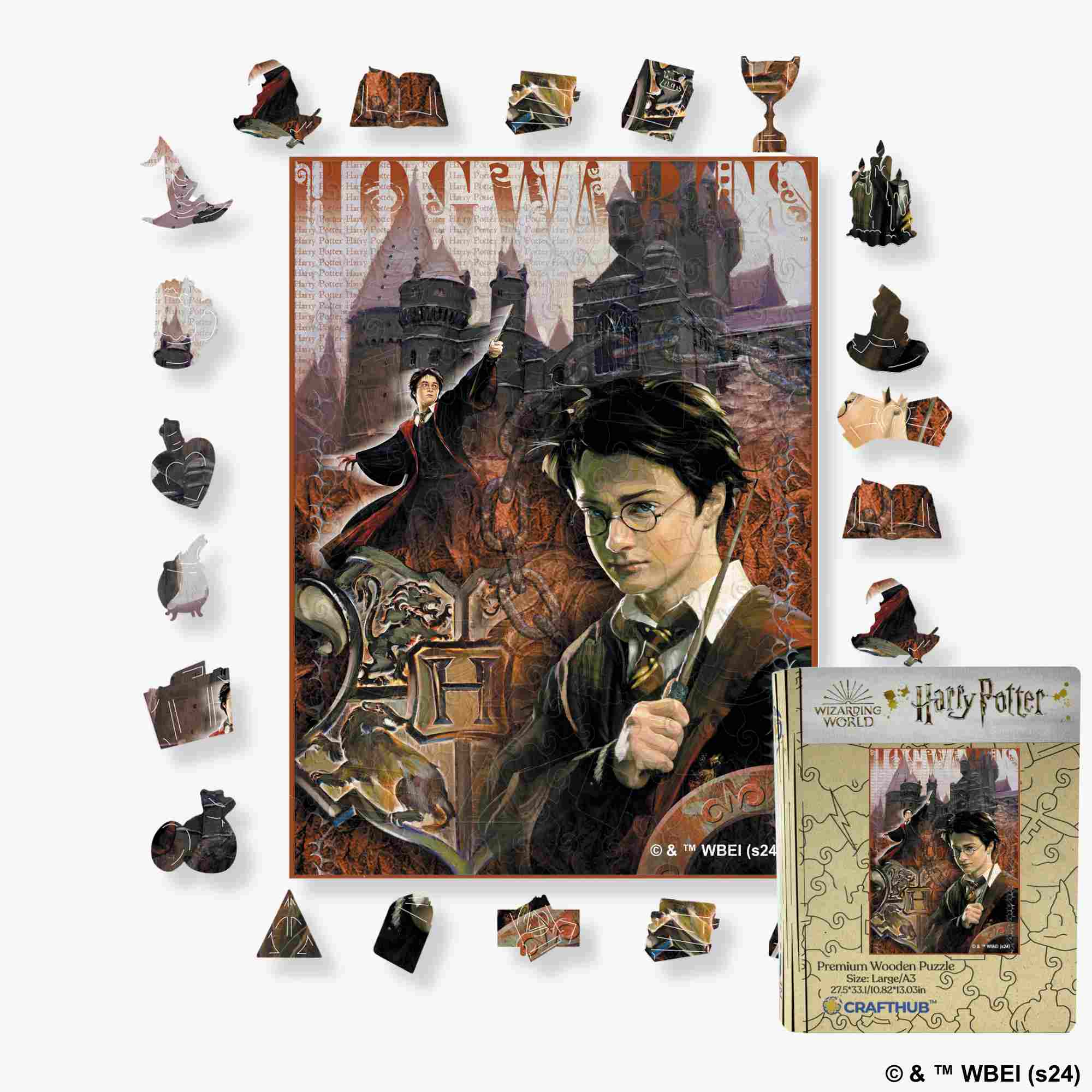 Animal Jigsaw Puzzle > Wooden Jigsaw Puzzle > Jigsaw Puzzle A4 + Wooden Gift Box Harry and the Hogwarts Castle Wooden Jigsaw Puzzle