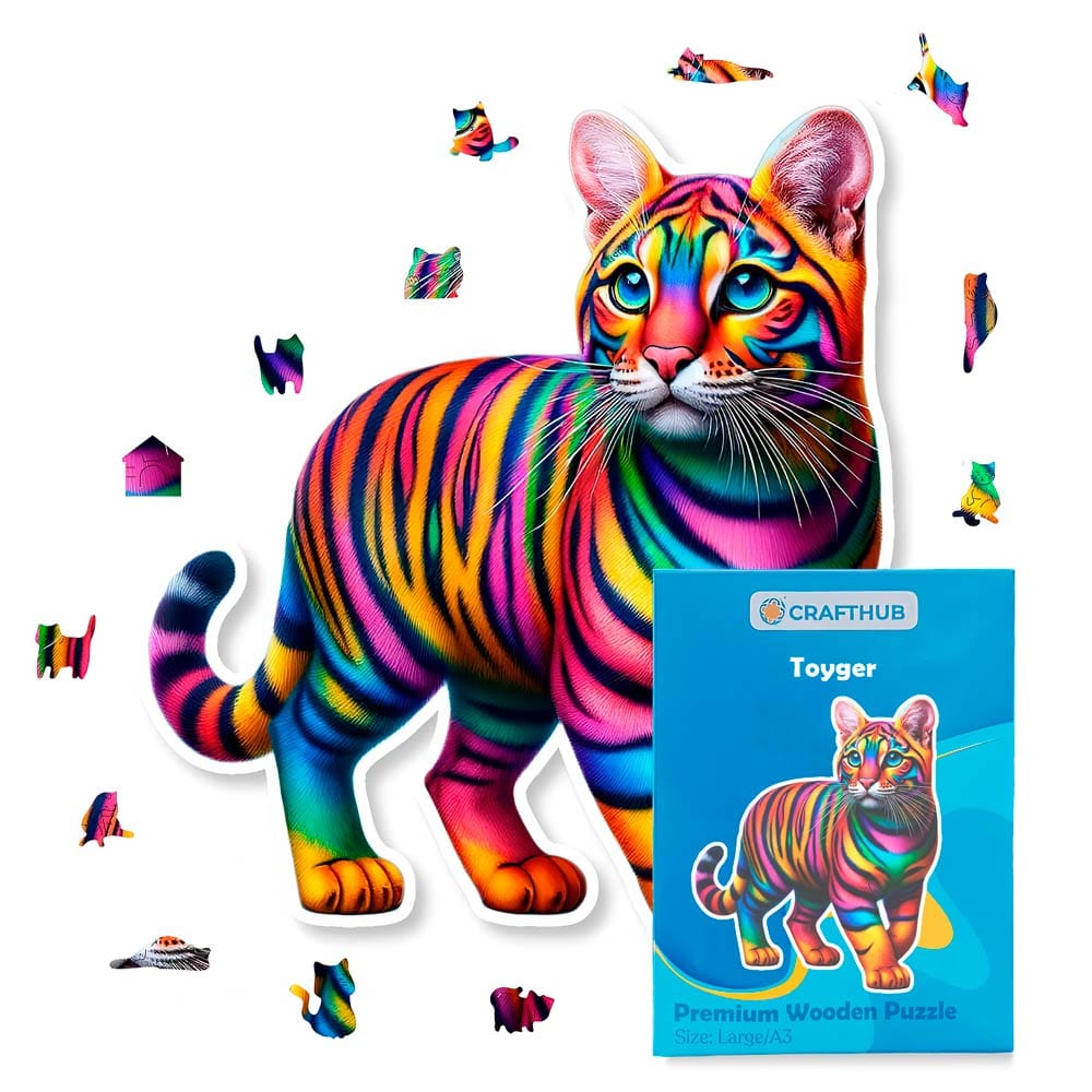 Animal Jigsaw Puzzle > Wooden Jigsaw Puzzle > Jigsaw Puzzle A4 + Paper Box Toyger Cat - Jigsaw Puzzle